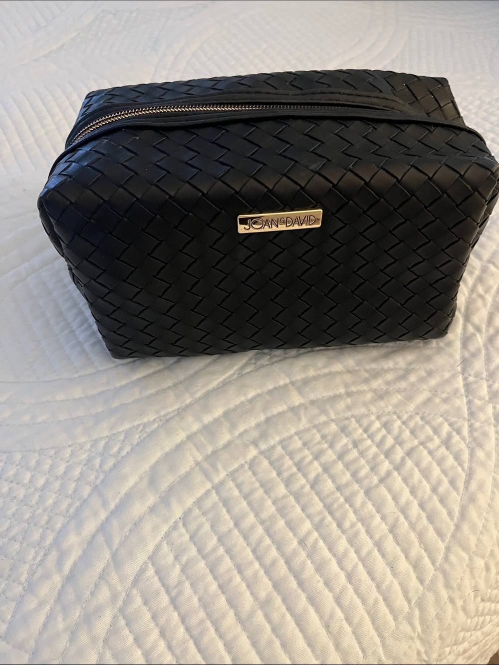 Joan & David Black Woven Travel Toiletry Bag